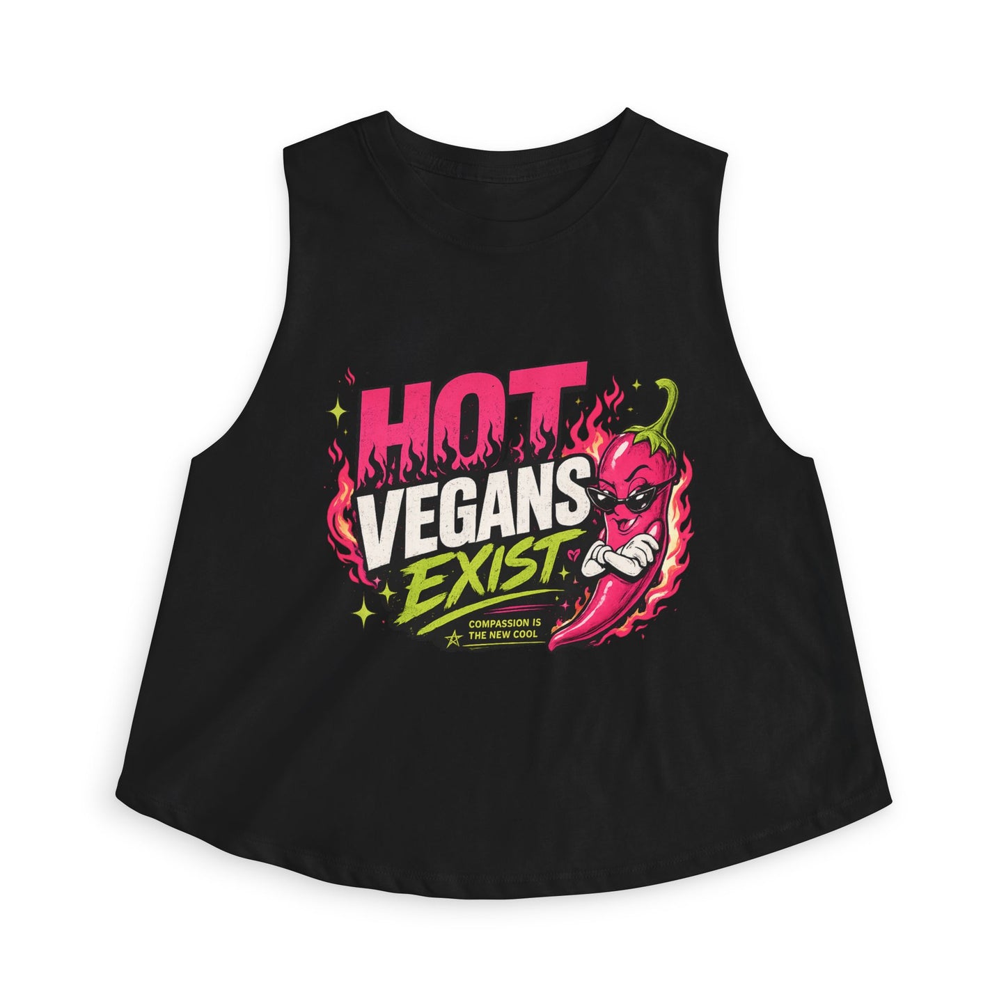 Hot Vegans Exist Crop Top — Funny Vegan Graphic Tank for Women