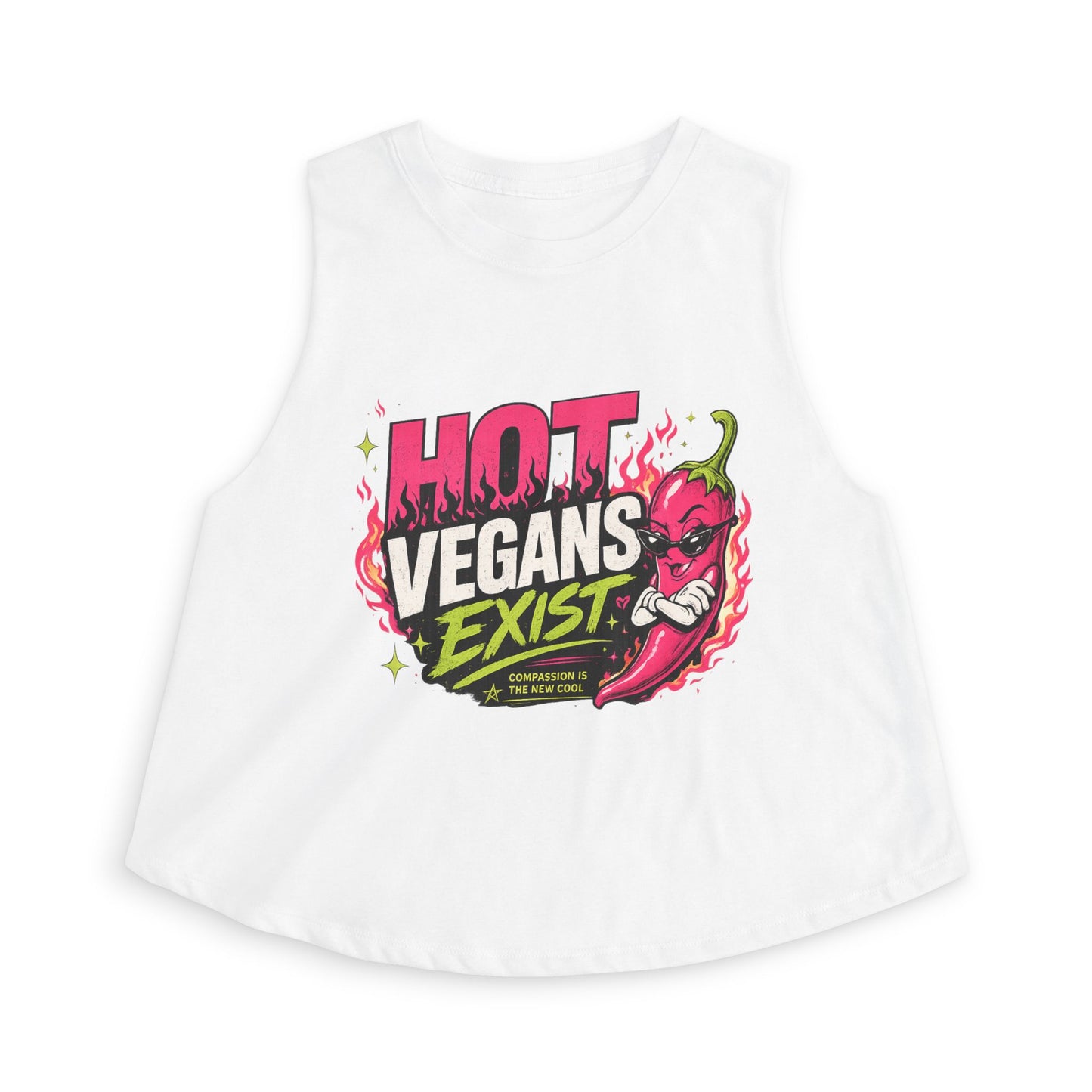 Hot Vegans Exist Crop Top — Funny Vegan Graphic Tank for Women