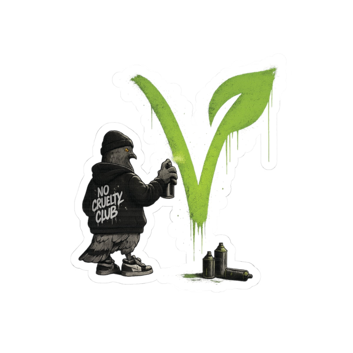 Vegan Street Art Sticker — "No Cruelty Club" Kiss-Cut Laptop Decal