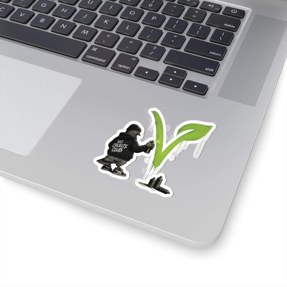 Vegan Street Art Sticker — "No Cruelty Club" Kiss-Cut Laptop Decal