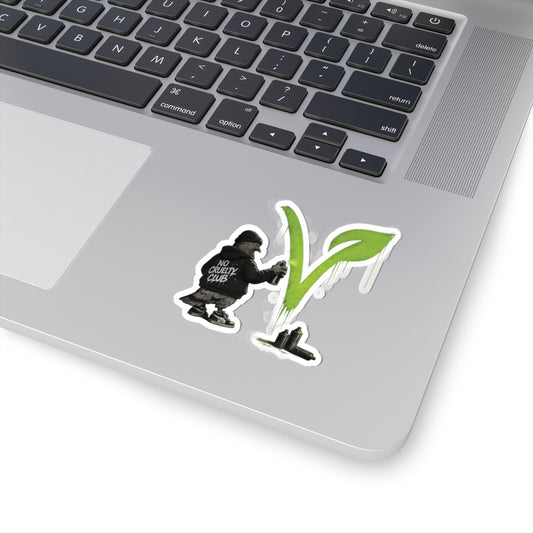 Vegan Street Art Sticker — "No Cruelty Club" Kiss-Cut Laptop Decal